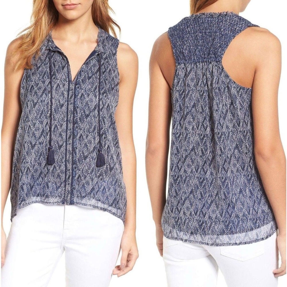 (BN49) Lucky Brand Scarf Print Tank Top, Size‎ Small